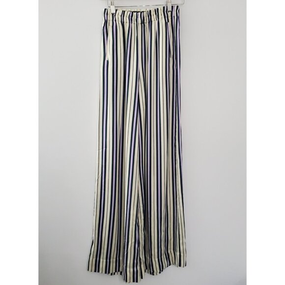 Sezane Womens Striped Flowy Wide Leg Pull On Pants Size 34 Airy Resort Luxury